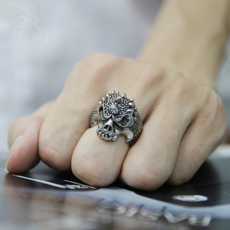 Мужские кольца с черепом из нержавеющей стали ZS винтажные в стиле рок ролл