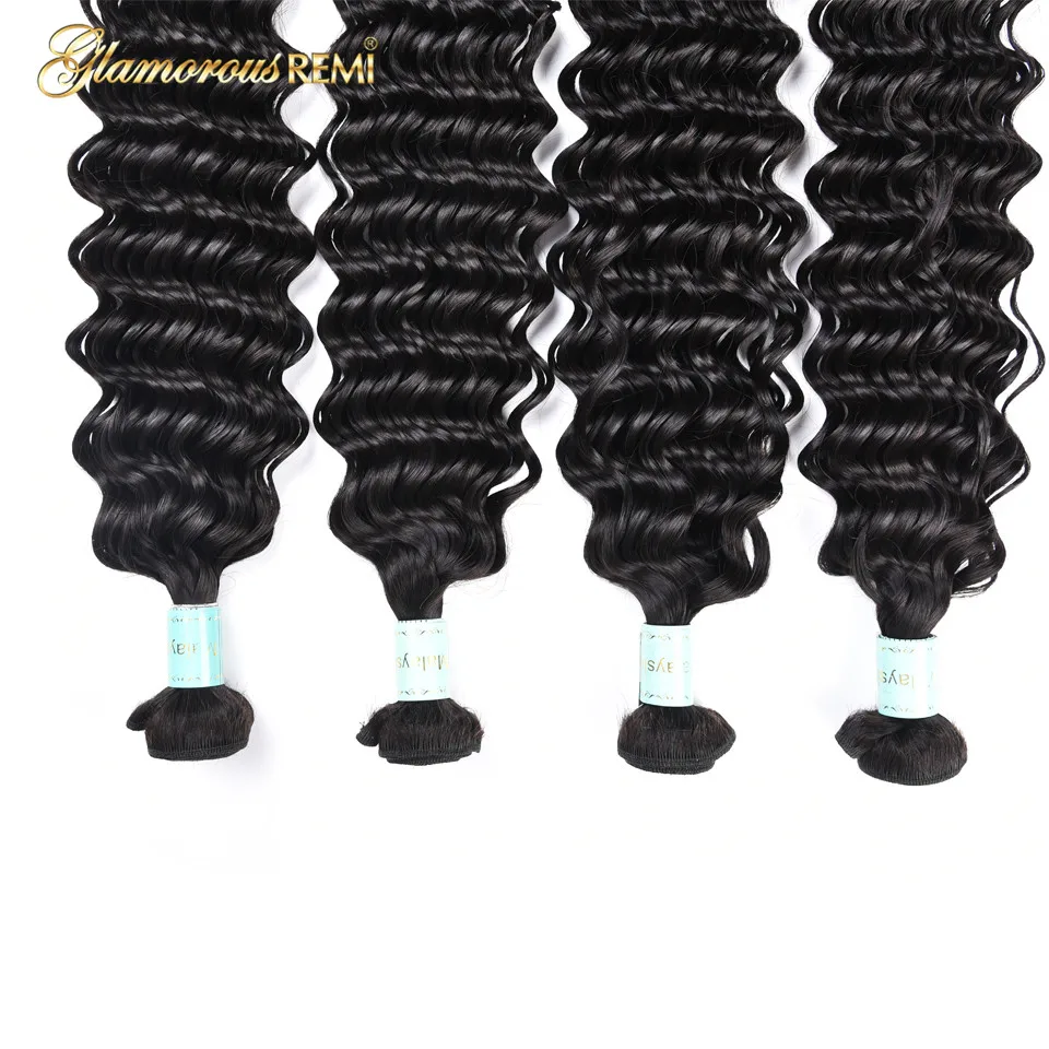 Малайзии глубокая волна волос плетение Комплект s человеческих 4 предложения 8-26