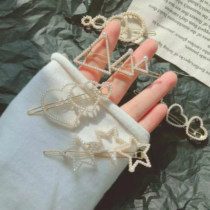 Корейские модные жемчужные сердечные пятиконечные звездочки с сердечком
