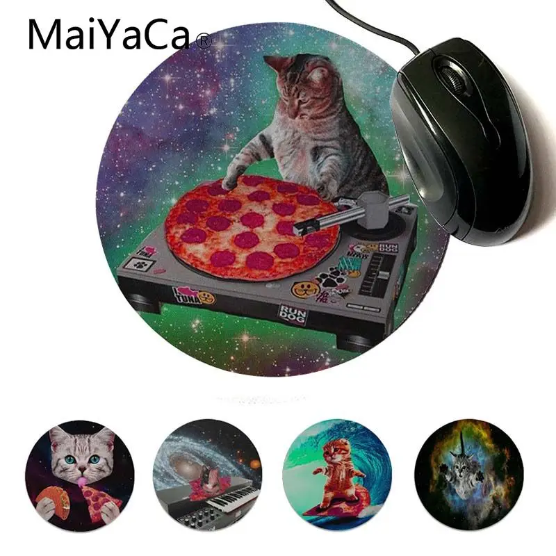 MaiYaCa нескользящий ПК Dj Cat piza Cat Силиконовый коврик для мышки игра пользовательский дизайн игровой компьютер круглые коврики для мыши