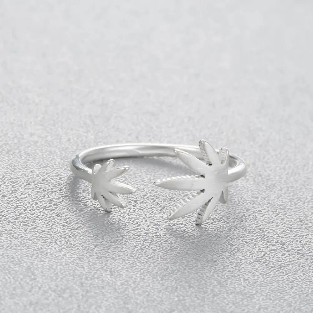 Kinitial модные открытые кольца серебряного цвета с двойным Кленовым листом для