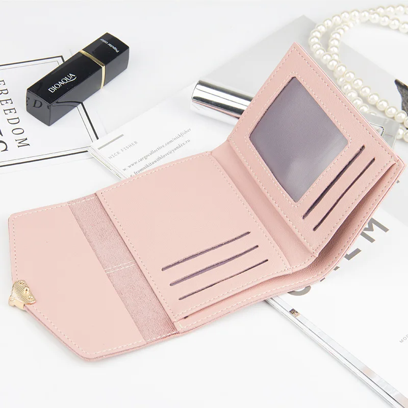BENVICHED 2022 new women wallet cute small fox head Korean version of the three fold handbags simple fashion buckle R355 | Багаж и сумки