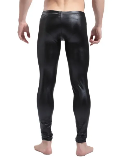 Качественные мужские облегающие брюки лакированные кожаные леггинсы для мужчин