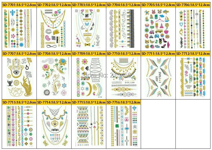 200 татуировки наклейка с на складе Металлический - временный set-татуировка Тело 1