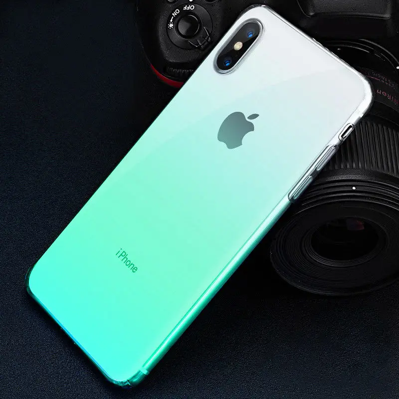 Градиент цвета прозрачный чехол для телефона для iPhone X XR XS Max 6 S 6 S 7 8 Plus 7Plus Прозрачный мягкий силиконовый разноцветный чехол