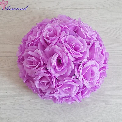 Color11 Light purple 3шт., свадебные цветы, полный шар, украшение стола, украшение, шар для поцелуя, искусственный шелк, роза, помпон, цветы, композиция, цветы - Цвет: Color11 Light purple