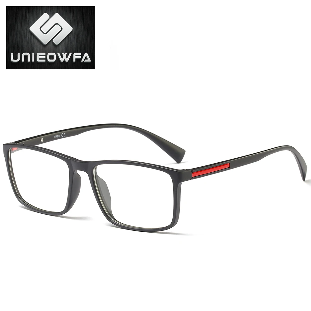 UNIEOWFA TR90 оптическая оправа для очков Для мужчин близорукость очки по рецепту, полный кадр в Корейском стиле очки матовый черный оправы очков - Цвет оправы: C2