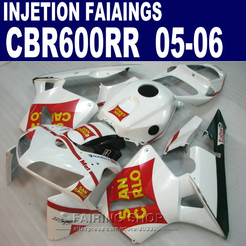 Белый красный обтекатели комплект для Honda CBR 600 2005 2006 cbr600rr 05 06 (сайт SANCARLO)