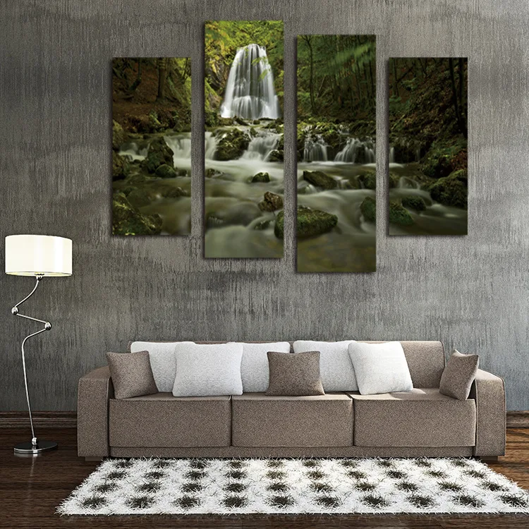 Красивый пейзаж Холст Картина поток в горы стене Книги по искусству Домашний