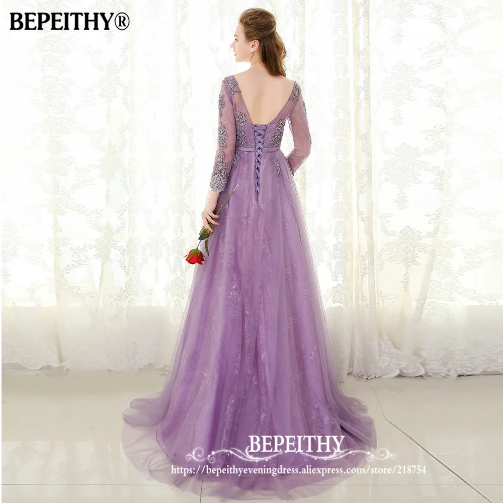 BEPEITHY/фиолетовое длинное вечернее платье с длинными рукавами Vestido De Festa 2021