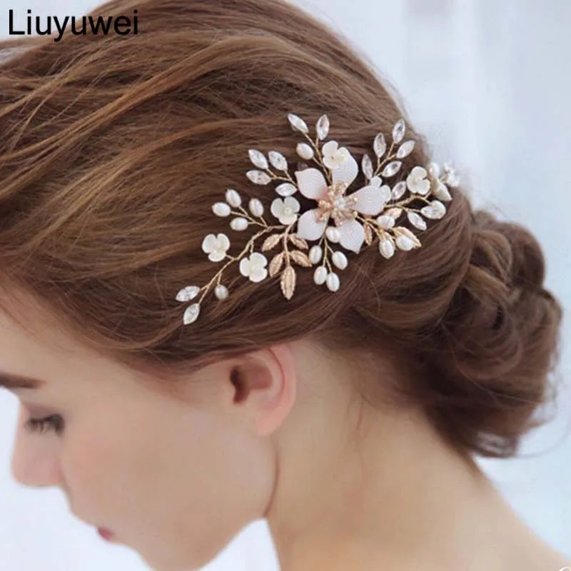 

19 Stykle Wedding Hair Combs Bride Head Ornaments Pearl Headdress Hair Accessories Bridal Rhinestone Weave Women's Jewelry