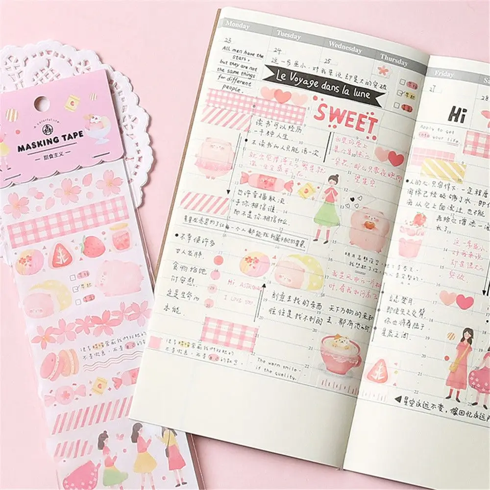 2 листа Милая Повседневная жизнь Васи Ленты Kawaii DIY Скрапбукинг дневник записная книжка Фотоальбом украшения длинные полосы Маскировочные ленты