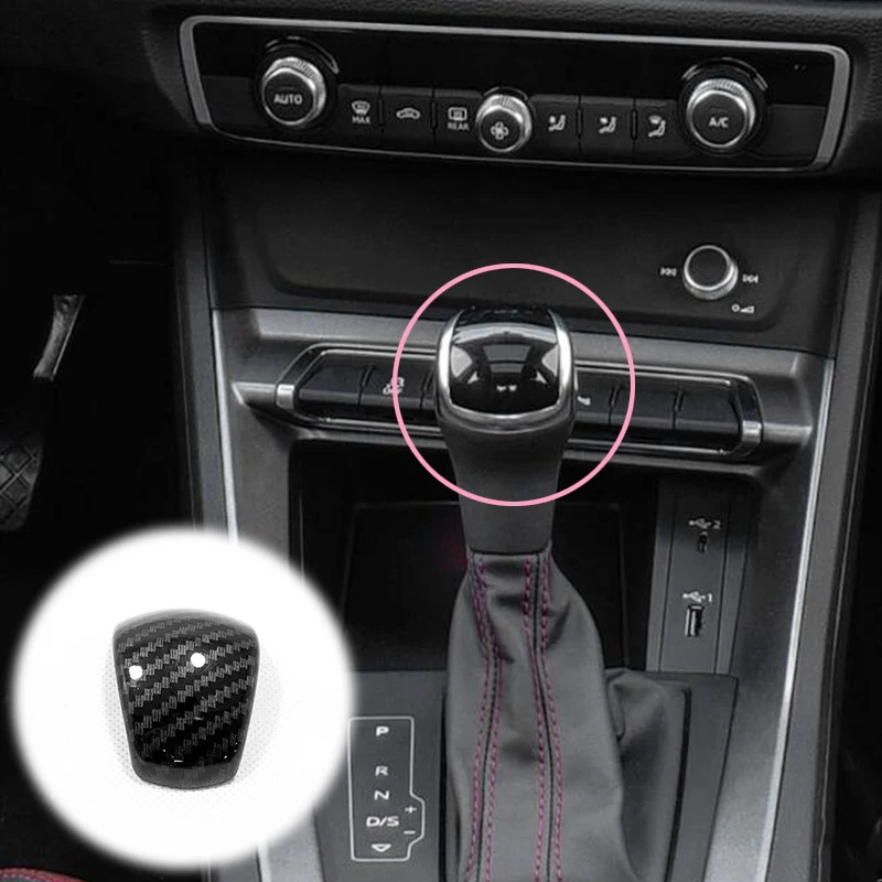 

For Audi Q3 2019 2020 ABS Matte/Carbon fibre Car gear shift lever knob handle cover Cover Trim Car Styling Accessories 1pcs