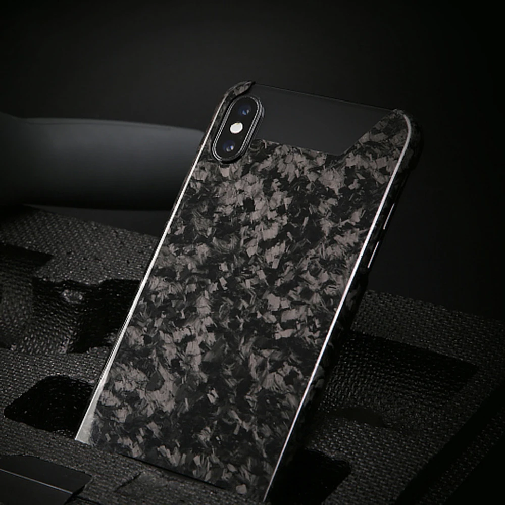 

New Style Real Forged Carbon Fiber Case for iPhone X XS XR Cover Four Sides Protection for iPhone XS Max Case - Silver and Gold