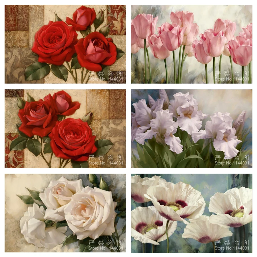 Алмазная живопись 5D &quotсделай сам&quot цветок искусство Розовый тюльпан красная