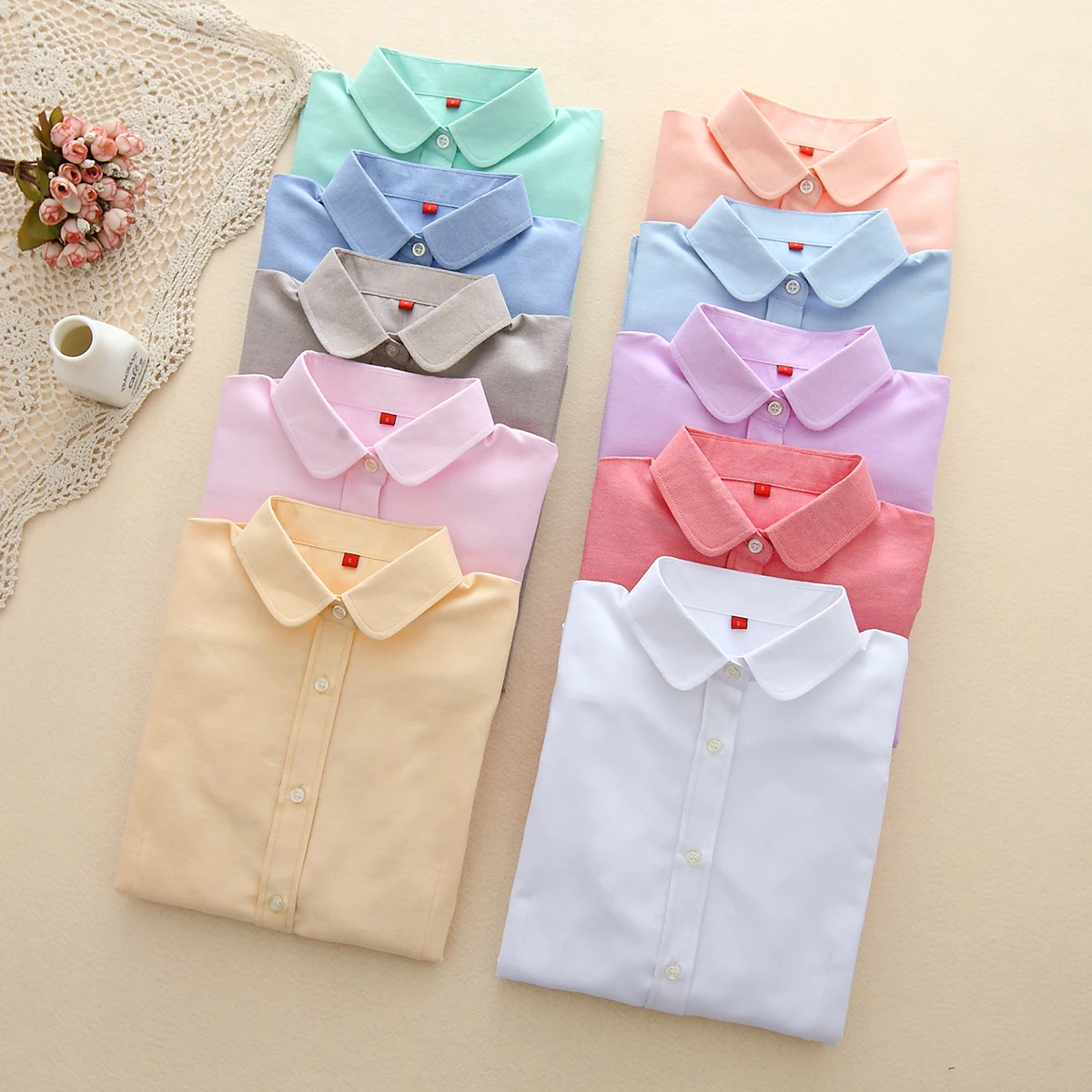 Блузка женская с длинным рукавом брендовая Повседневная хлопковая оксфордская