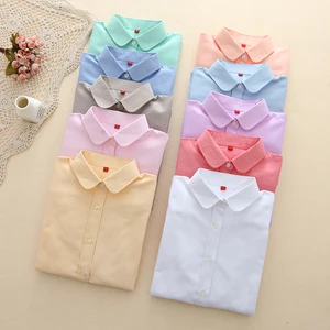 Женская хлопковая блузка, Повседневная белая рубашка из ткани Оксфорд с длинным рукавом, для офиса, 2021