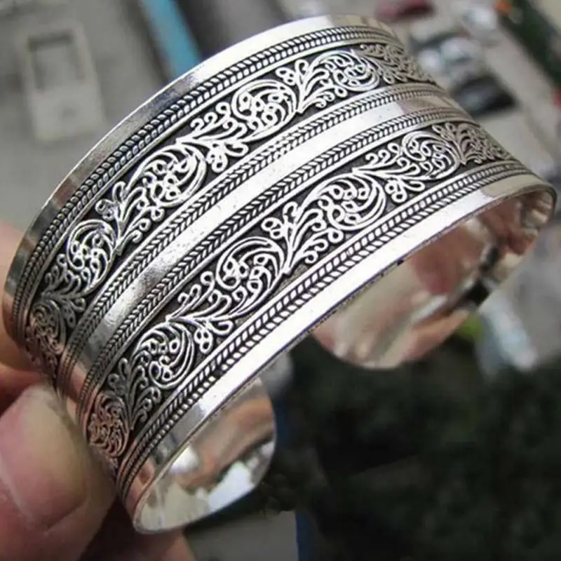 Браслет манжета в стиле ретро под тибетское серебро|retro bangles|cuff braceletstibetan silver |
