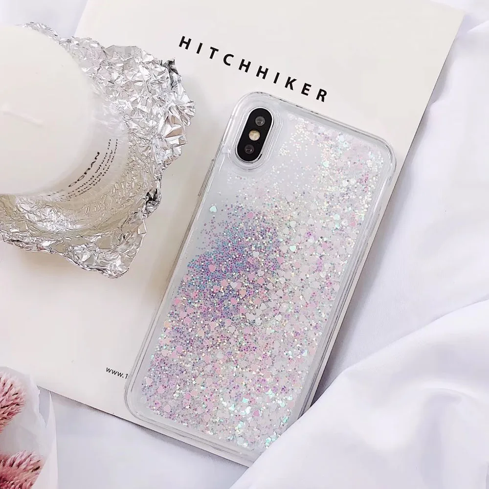 Мягкий блеск Динамические Liquid Quicksand чехол для iPhone X случаях 5S SE 6 S Plus 7 Чехол 8 плюс