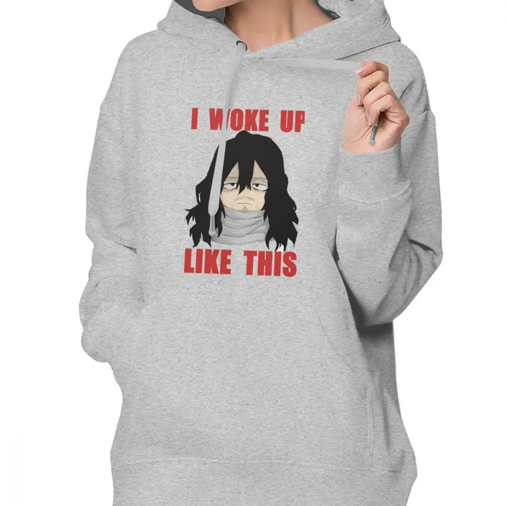 Толстовка с капюшоном Woke Aizawa shota Eraserhead, худи из хлопка красного цвета, женские толстовки с принтом, сексуальная уличная одежда с длинным рукавом, пуловер размера XXL, худи - Цвет: Серый