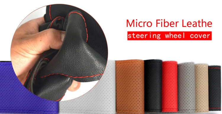 hot micro fiber leather Steering Wheel Cover Car Styling Accessories Volante Esportivo DIY Handmade Case With Needles and Thread |