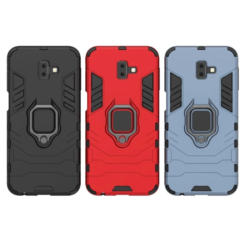Ударопрочный защитный чехол HAWEEL PC + TPU для Galaxy J6 с магнитным кольцом-держателем |