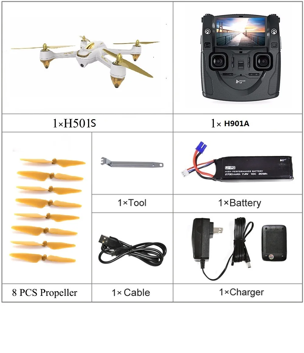Hubsan H501S H501SS X4 Pro 5,8G FPV Бесщеточный с 1080P HD камерой gps RTF режим следования за мной Квадрокоптер Вертолет радиоуправляемый Дрон - Цвет: White Standard