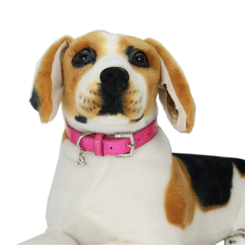Shiny Glitter Pu Leather Dogs Collar Bling Rhinestone Heart-Shaped Pendant For Puppy Cat Pet Necklaces Small Medium Large Dogs