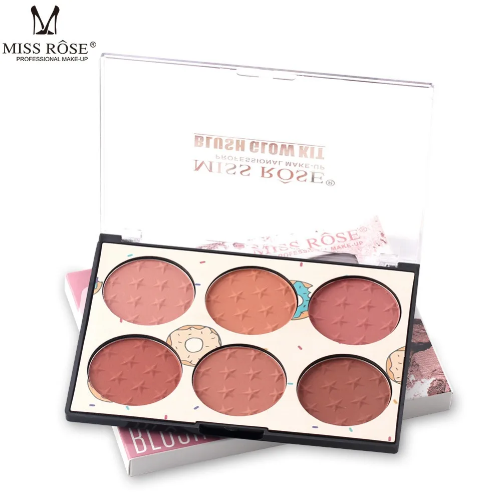 Палитра румян 6 цветов пудра Miss Rose румяна персик бронза Румяна для лица
