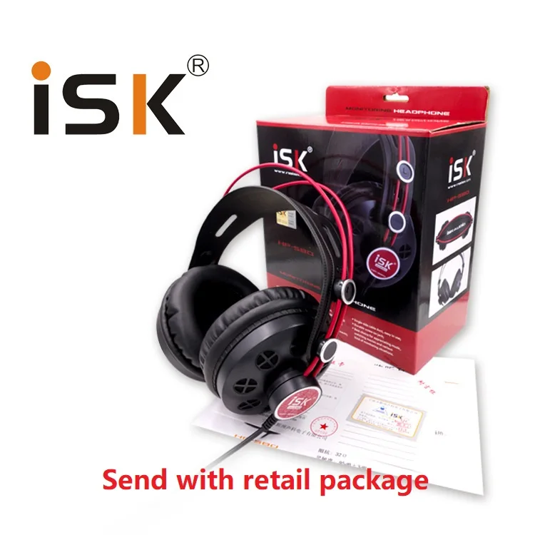 Новые ISK hp-580 полуоткрытые динамические стереонаушники с монитором, диджейская гарнитура, шумоподавление, наушники, ценят музыку, просмотр фильмов - Цвет: with package