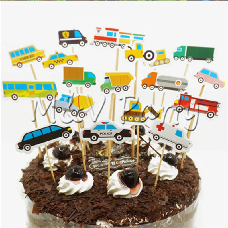 18 шт./партия креативная мультяшная Автомобильная тематическая Топпер для торта