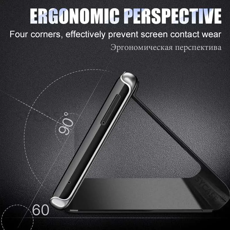 SYCASE роскоши зеркало Clear View Smart чехол для телефона LG V30 V40 Дело Интеллектуальный сна