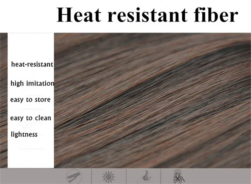 Gres Natural Straight Blunt Bangs Women Clip in Synthetic Hair Extensions Black/Brown Female Fringe Fake High Temperature Fiber