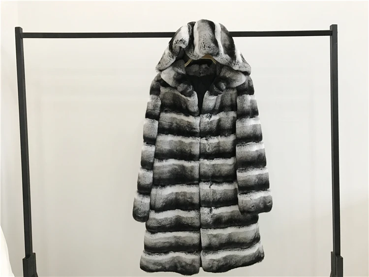 OFTBUY натуральный мех кролика рекс длинное пальто зимняя куртка женская верхняя одежда с капюшоном Толстая теплая уличная одежда в полоску Повседневная