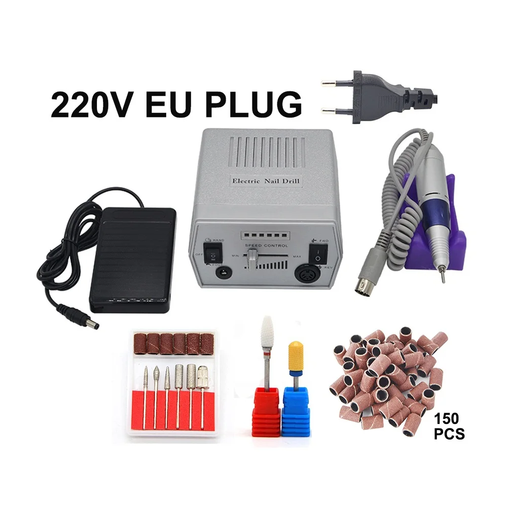 Sliver EU plug15B2D5 Золотой электрический сверлильный станок для дизайна ногтей, Профессиональный аппарат для маникюра, оборудование для дизайна ногтей, оборудование для педикюра и маникюра - Цвет: Sliver EU plug15B2D5
