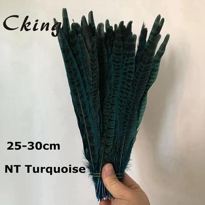 NT turquoise CKing 100 шт Черный Цвет Окрашенные женские хвостовые перья охотничьего фазана перо 25 до 30 см 10 до 12 дюймов длинный Алмазный фазан перья фазана - Цвет: NT turquoise