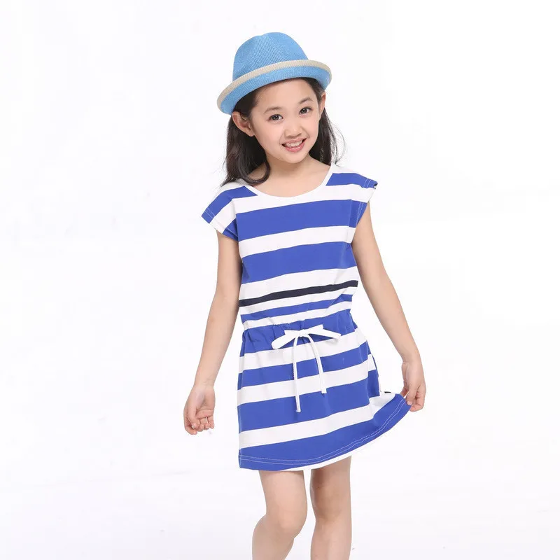 Free Shipping 2014 new Korean fashion cool summer sports girls striped short-sleeved dress | Мать и ребенок
