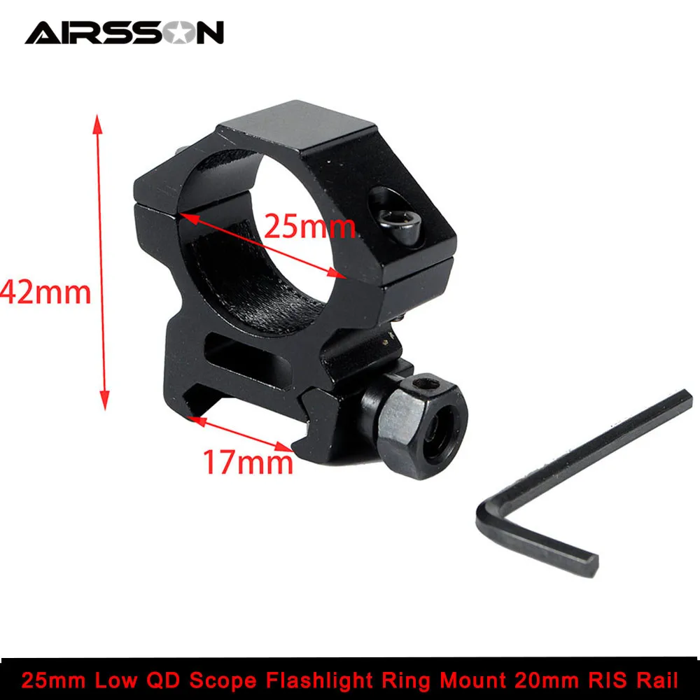 Airsoft 25mm Ring Quick Release Scope Holder Tactical Hunting Accessories Wide Low Mount Military Heavy Duty Weaver Rail|scope mount flashlight|25mm