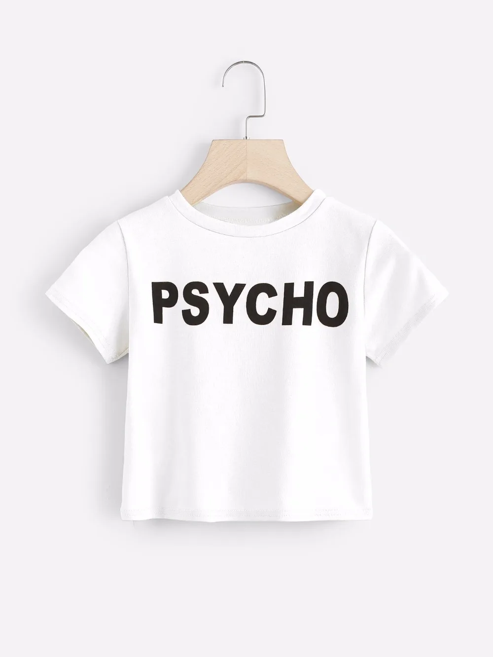 PSYCHO (милый чудак кроп топы на рост 90s женская мода футболки с короткими рукавами
