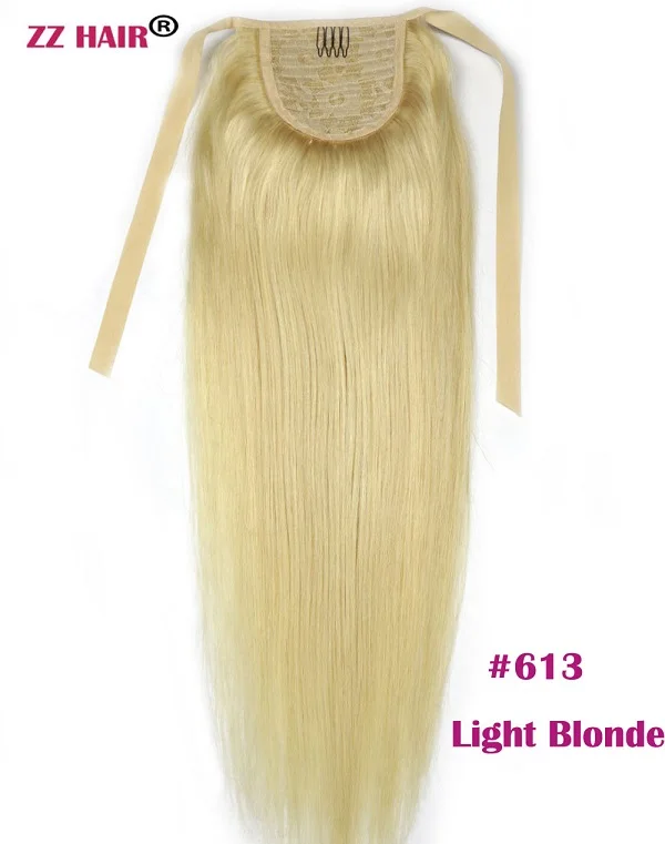 ZZHAIR 120 г 1"-28" машинное производство, волосы remy, лента, конский хвост, на заколках, человеческие волосы для наращивания, 22 цвета, конский хвост, Натуральные Прямые
