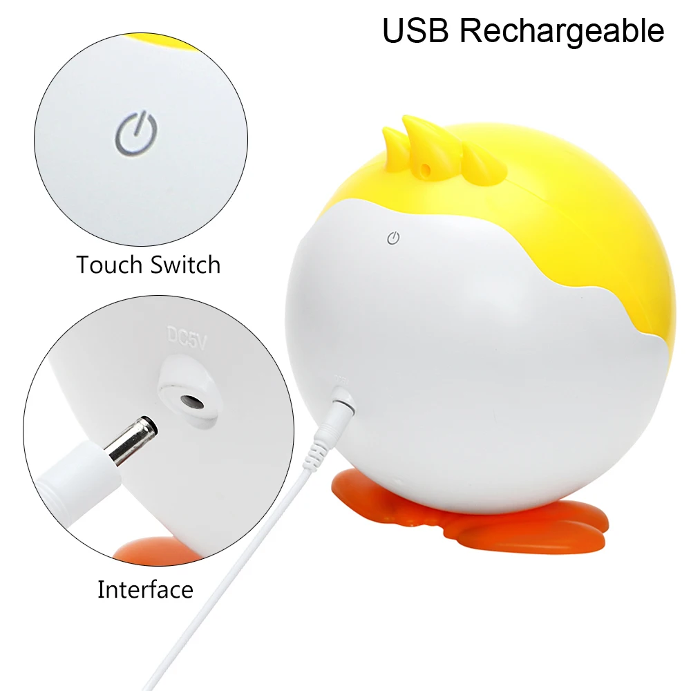 

iTimo USB Rechargeable LED Night Light for Children Gifts Cute Duck Lamp Touch Sensor 3 Modes Indoor Lighting Bedside Decors