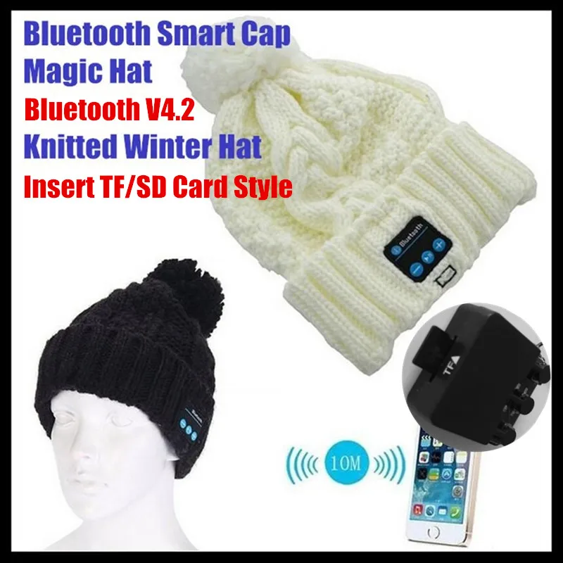 Зимняя Вязаная Шапка бини с разъемом для карт TF/SD Bluetooth V4.2|smart cap|beanie knitted hatknitted hat |