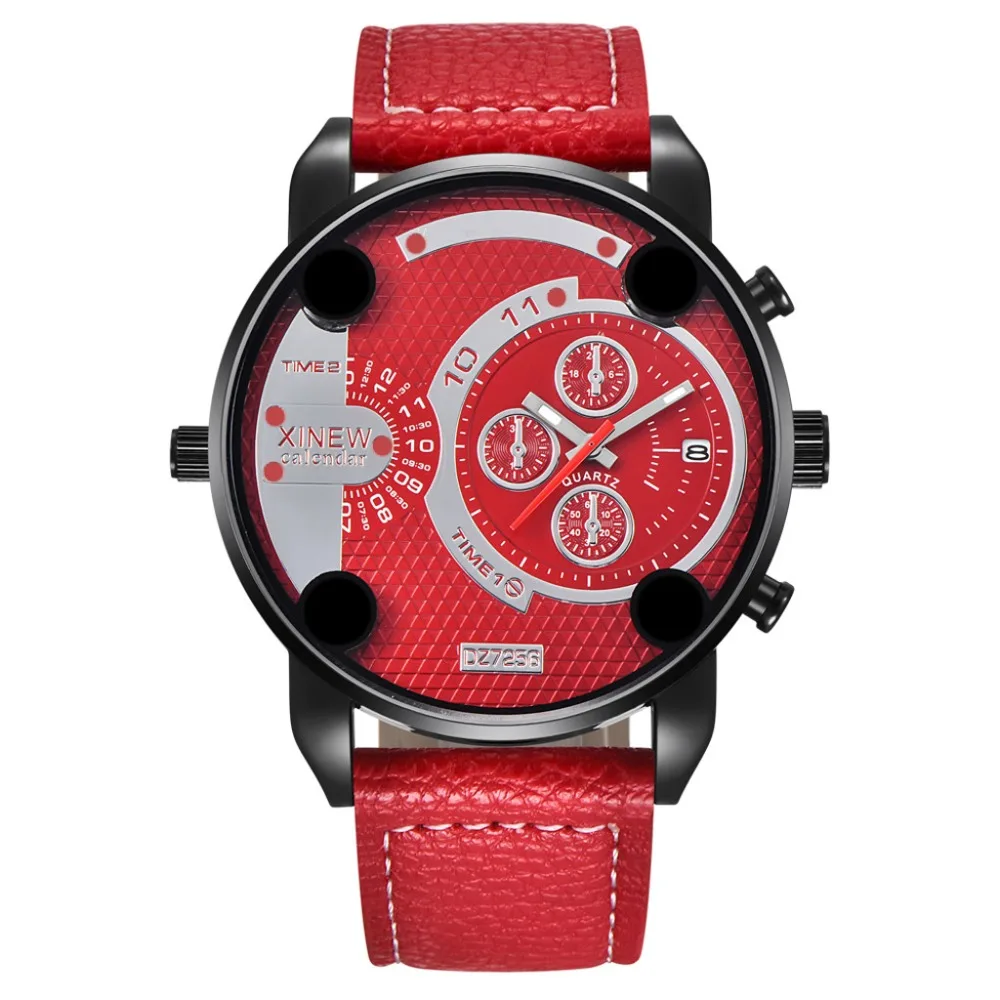 Top Brand Men Watches XINEW Fashion Disc Quartz Movement Wristwatch Leather Busiess Watch Gift Male Clock Erkek Kol Saati *A | Наручные