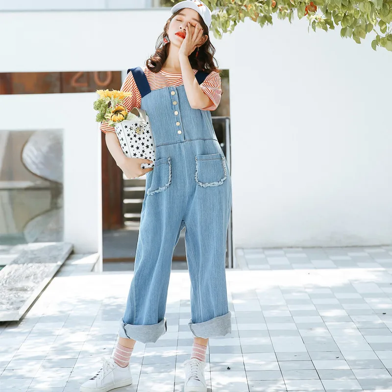 2018 брендовые джинсы Для женщин комбинезон джинсовые комбинезоны Повседневное