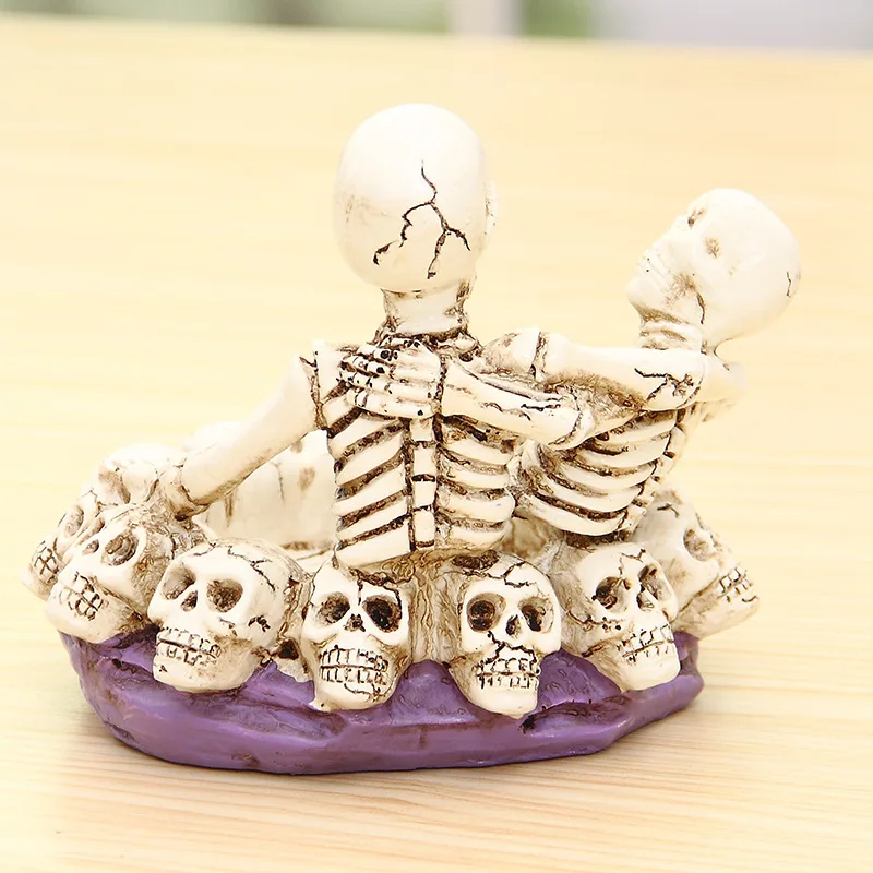 Resin Skull Desk Ashtray Home Decorative Ornaments Ash Tray Personality Office Tabletop Cigarette Drop Shipping | Дом и сад