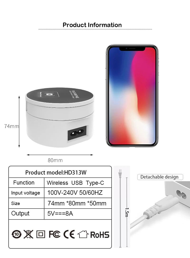 Qi Беспроводная зарядка 40 Вт 8 USB портов 2 Type C зарядная станция для iPhone X Apple iPad 9 7 Samsung