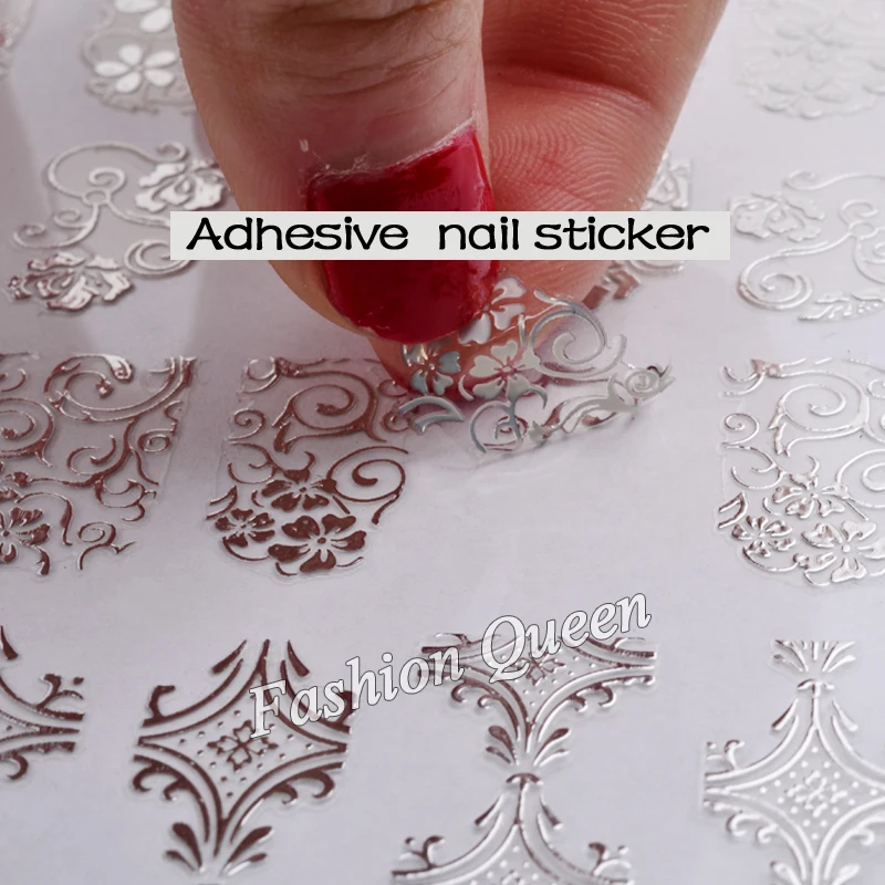 Переводные картинки из серебристого стикеры 3D на ногти Nail Art 108 шт./лист стильный