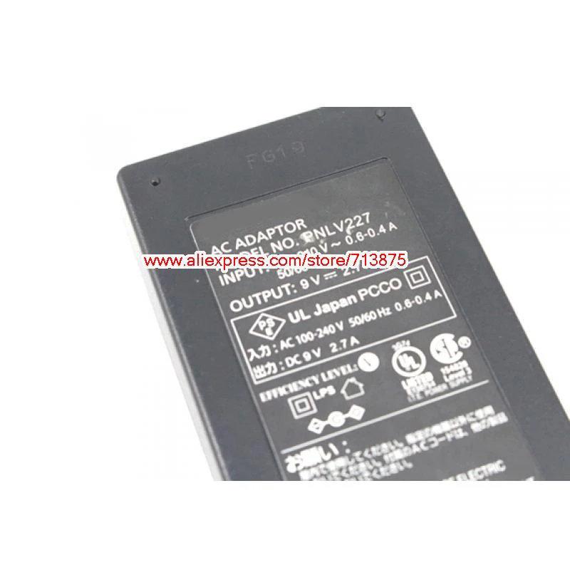 Оригинальный 9V 2.7A 24W адаптер переменного тока для Panasonic PNLV227 PNLV227Z источник