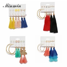 Minmin 12 видов стилей Boho Этнические длинные серьги кисточки с