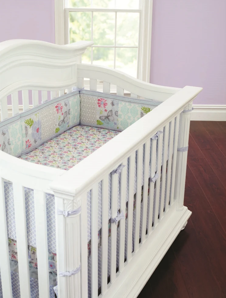 

5pcs Embroidery Cotton Breathable Bed Linen Sets Cot Baby Bedding Sets For Babies Bedding Bumpe ,include (4bumper+bed cover)